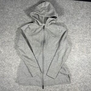 Juicy Couture Grey Zip Up Hoodie XS Thumbholes Logo Hooded Sweatshirt Double Zip